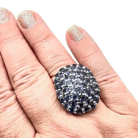 Chapel Zenray NF Womens Ring Sterling Silver Purple Tanzanite Cluster Size 9